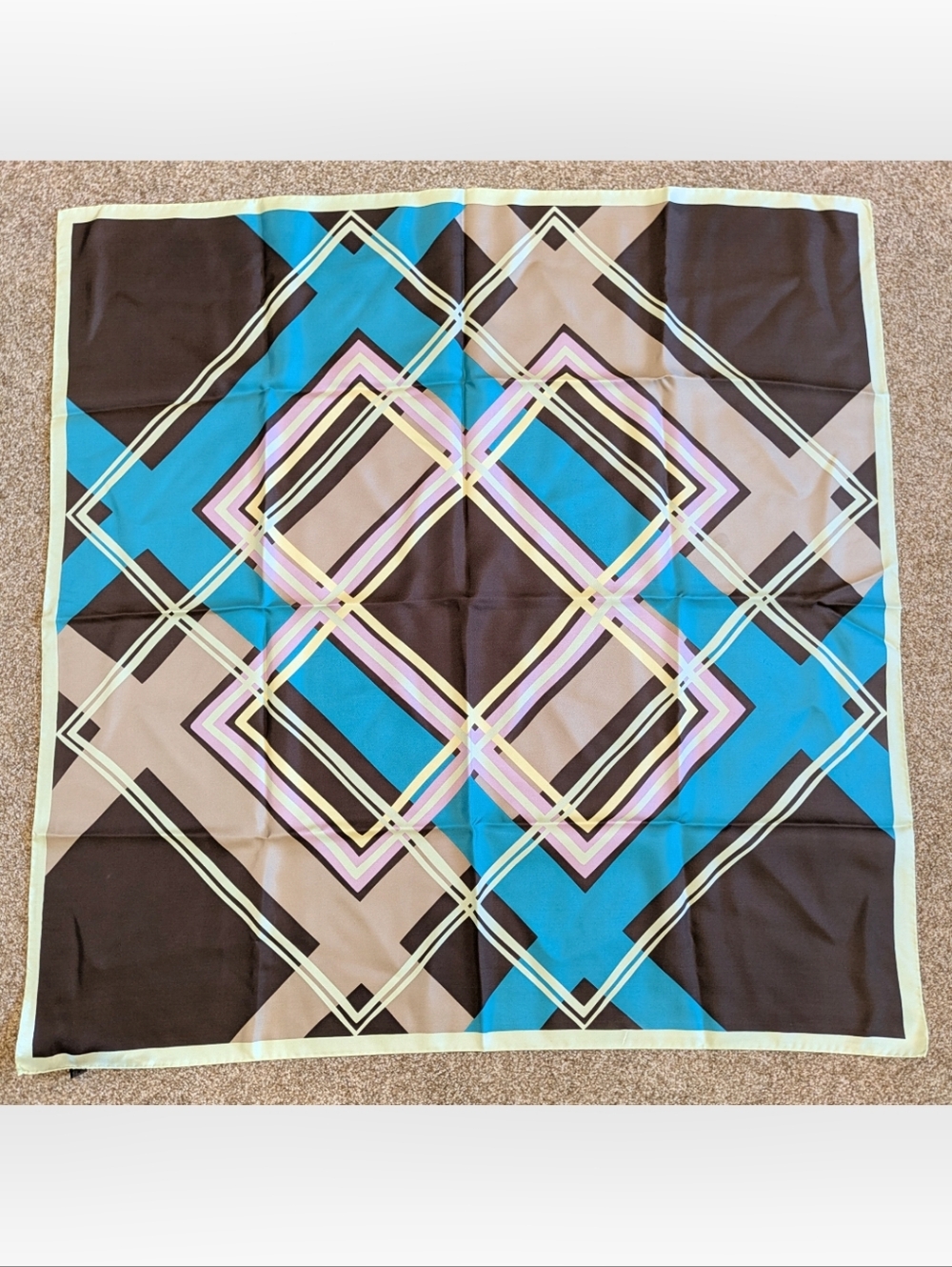 Geometric Pattern Silk Square Scarf